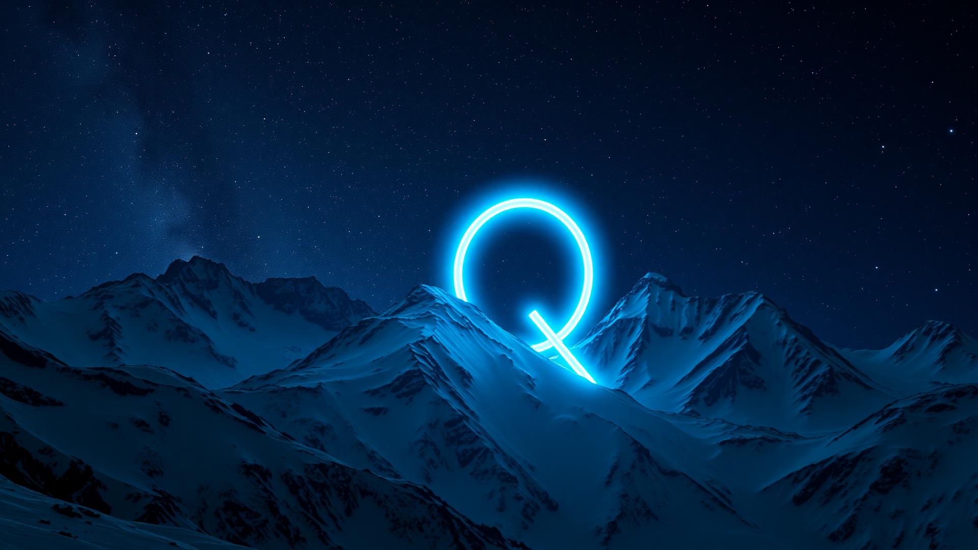 星空雪山中的蓝色 Q 门户